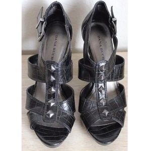 Dana Buchman Black Platform Faux Leather Heels